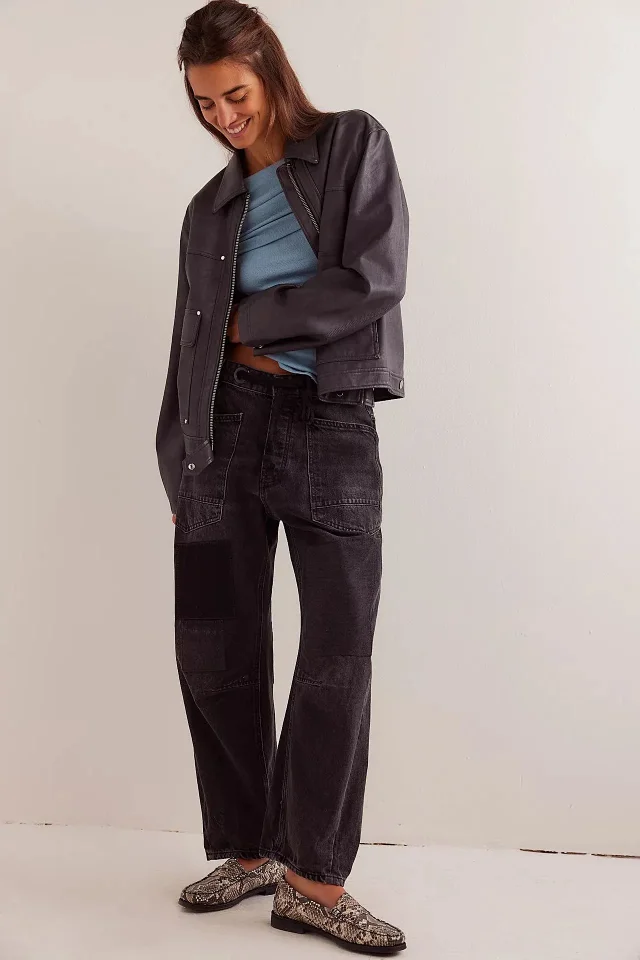 8 - Color Retro Denim with Patchwork & Drawstring Detail