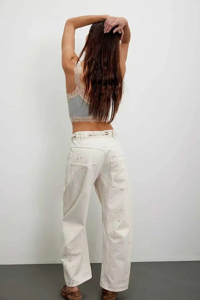 8 - Color Retro Denim with Patchwork & Drawstring Detail