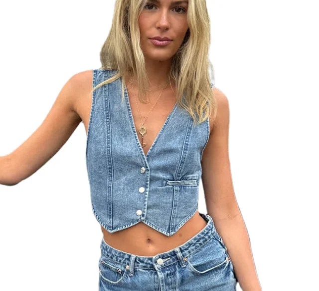 TUME Denim Vest for Women Detail