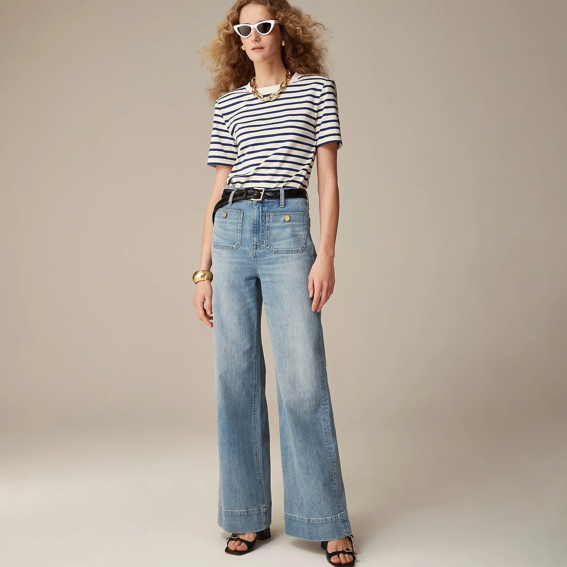 Loose Straight Flare Jeans, High-Waist, All-Match