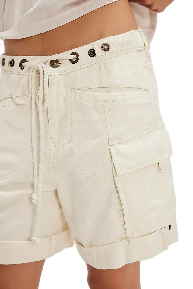 Women's Summer Loose Denim Shorts with Belt Detail