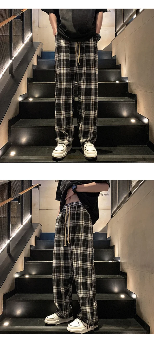 Men's Retro Checkered Oversize Pants Detail
