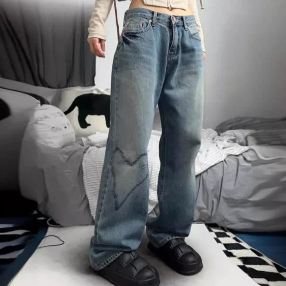 Vintage Wide - Leg Printed Jeans for Women
