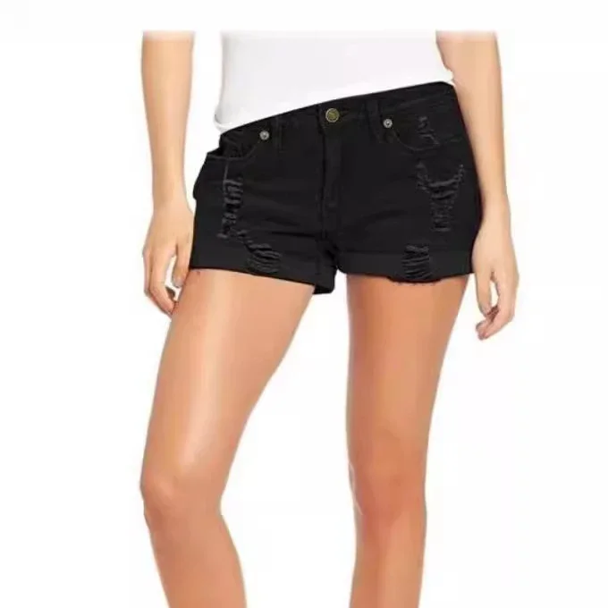 Women's Distressed Cuffed Denim Shorts