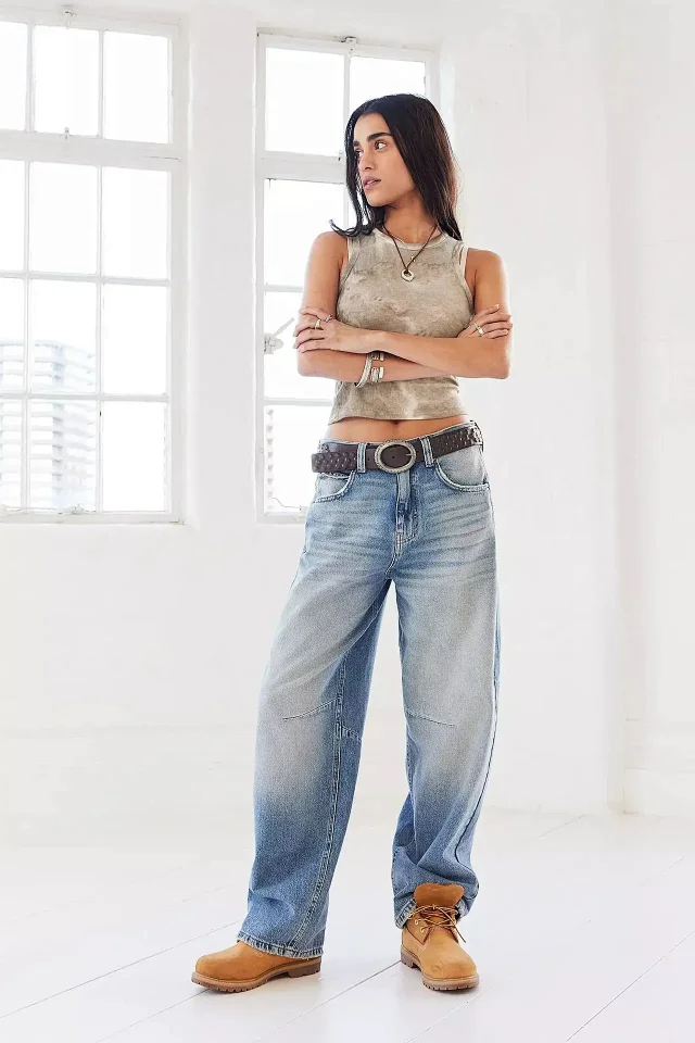Vintage Wide-Leg Denim Jeans for Women Detail