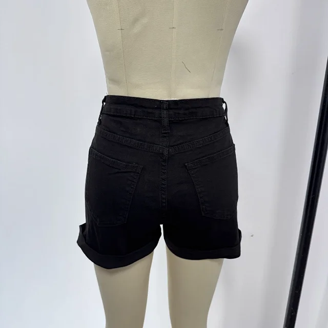 Women's Distressed Cuffed Denim Shorts Detail