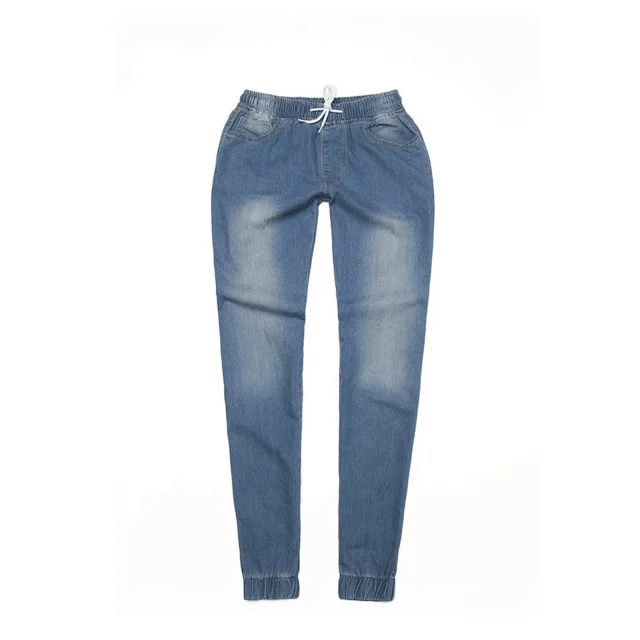 Elastic Waist Drawstring Low-Rise Denim Pants for Women Detail