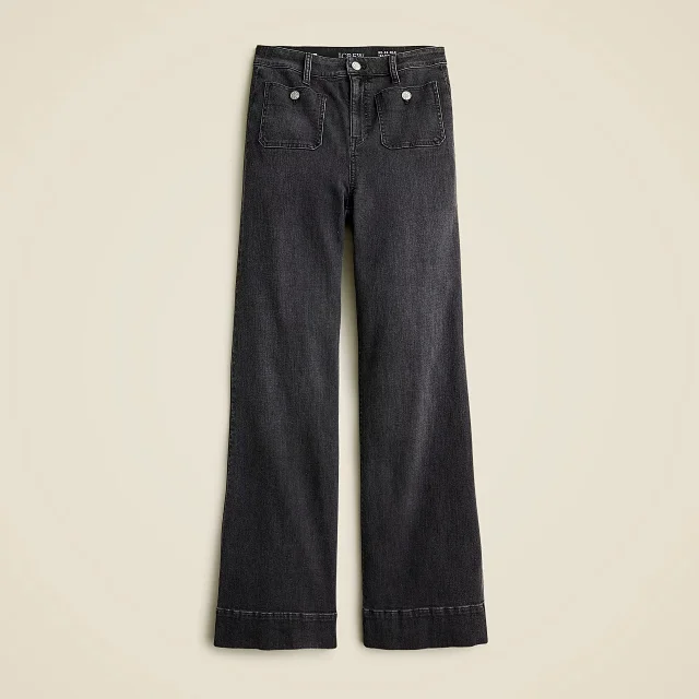 Loose Straight Flare Jeans, High-Waist, All-Match Detail