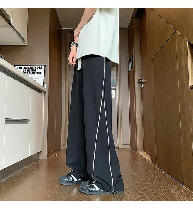 Trendy Brand Striped Ice Silk Pants for Men Detail