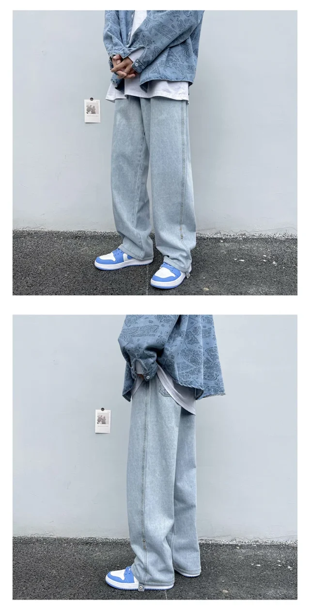 Spring/Summer Trendy Men's Loose Straight Jeans Detail