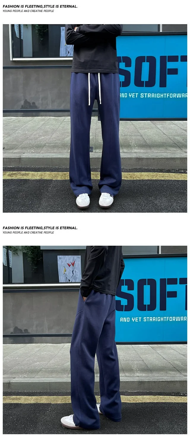 Men's Autumn Cotton-blend Straight & Flared Sweatpants Detail