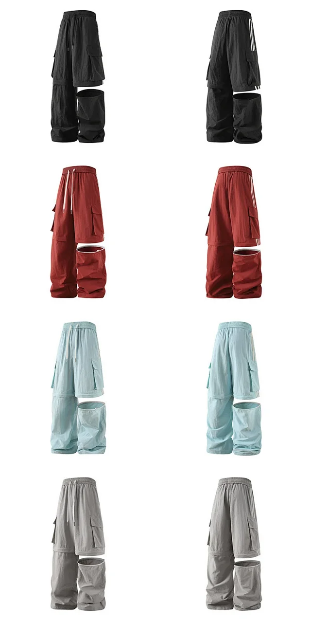 Men's Summer Detachable Parachute Cargo Shorts Detail