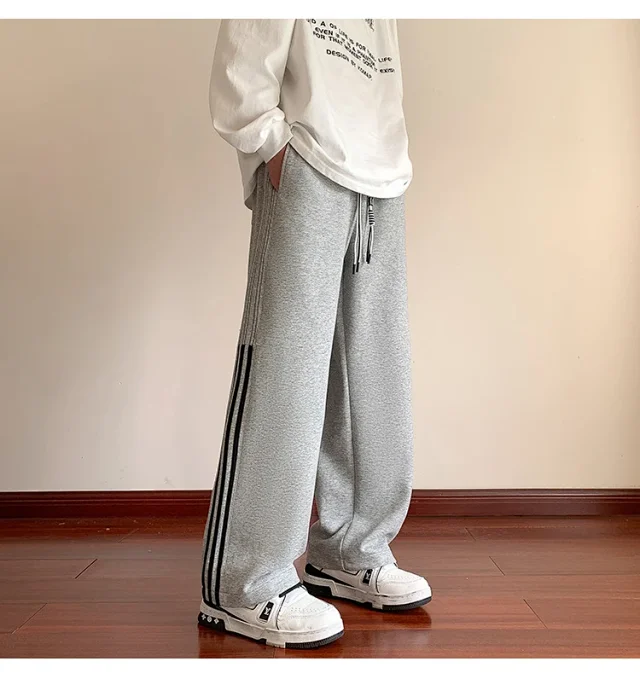 Japanese Oversize Men's Spring Retro Stripe Pants Detail