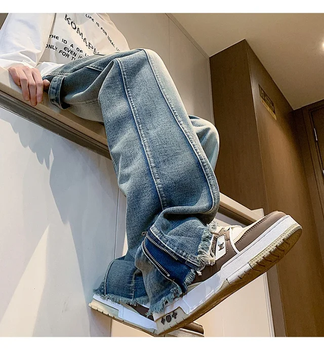 Men's Spring Vibe Side-Zip Hiphop Denim Detail