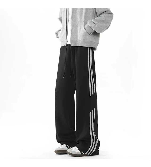 2025 Spring New US High Street Striped Patchwork Sweatpants for Men (Large Size, Wide-Leg, Loose & Casual Sportswear) Detail