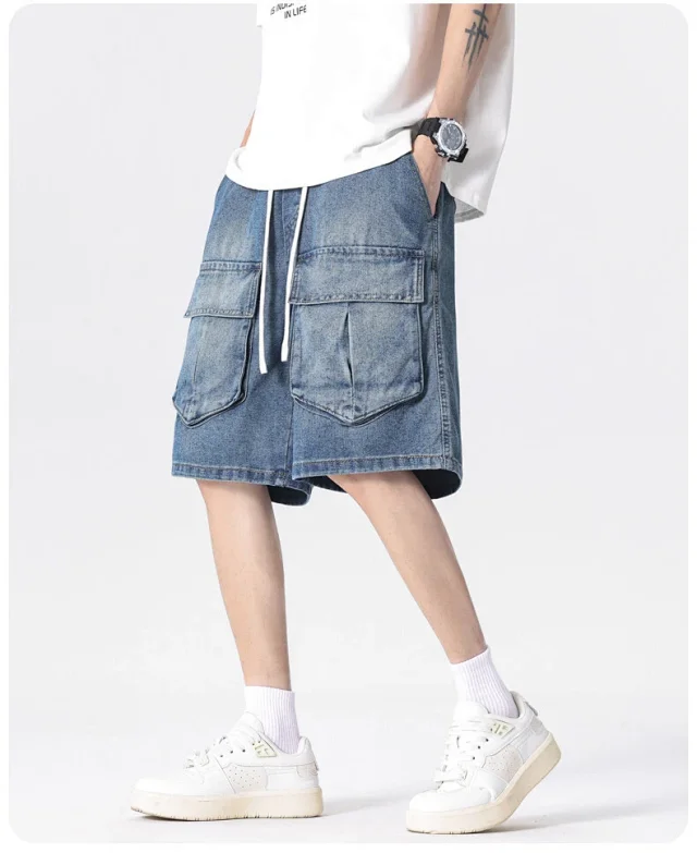 Men's Denim Shorts, Retro Workwear Style, Summer 2025 Detail