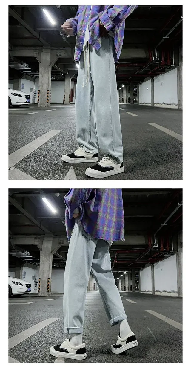 Men's Retro High-Street Straight Jeans Detail