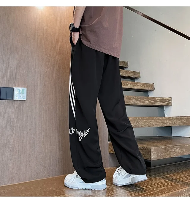 Men's Summer Ice Silk Baggy Straight Leg Trousers Detail