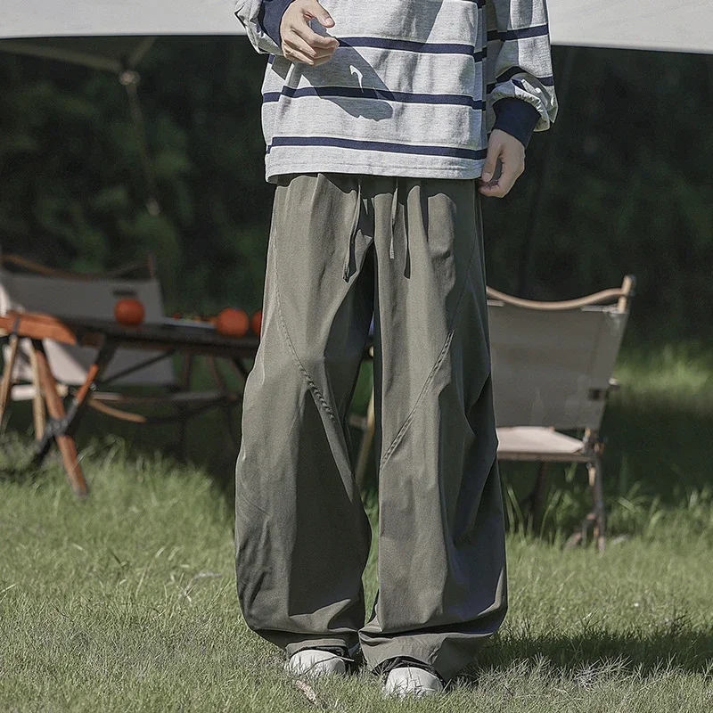 Men's High - Street Pleated Straight Pants