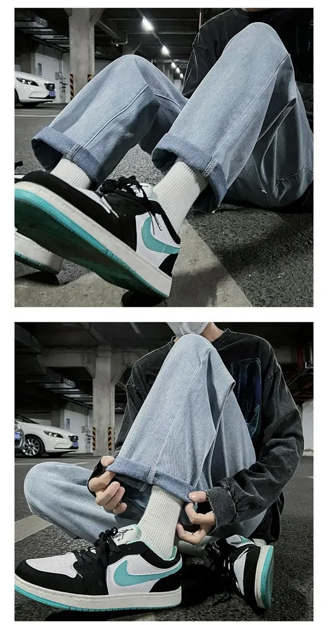 Men's Retro High-Street Straight Jeans Detail