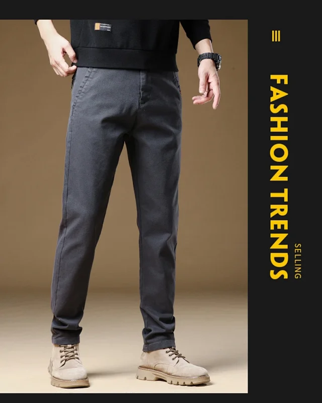 Men's Winter Fleece Slim Straight Warm Business Pants Detail