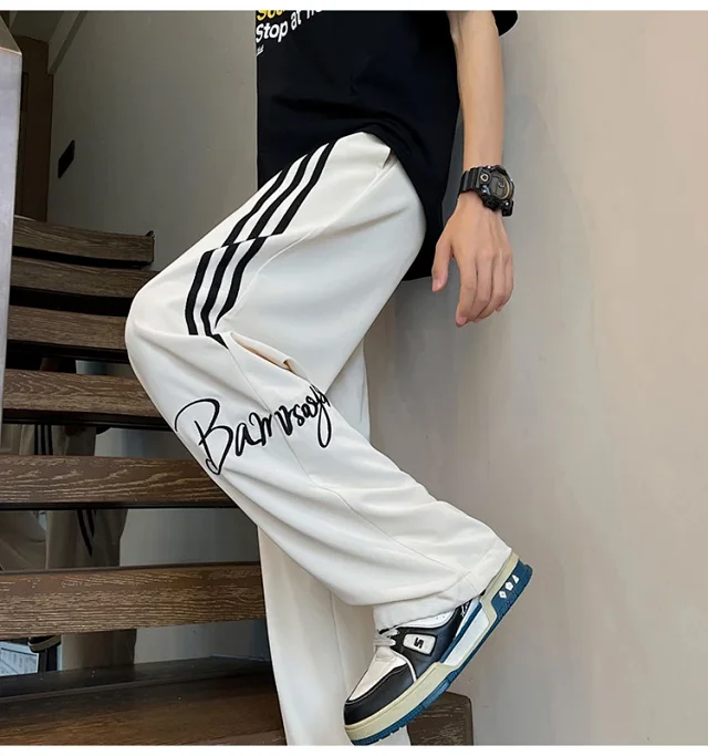 Men's Summer Ice Silk Baggy Straight Leg Trousers Detail