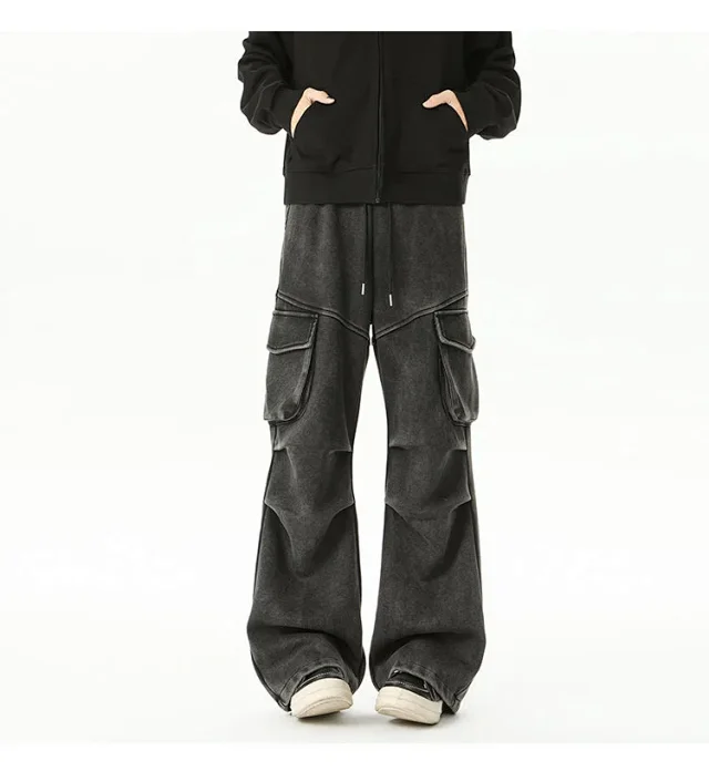 190 Tall Men's Long Loose Straight Sweatpants Detail
