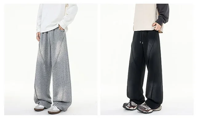 190 Tall Men's Long Washed Distressed Casual Pants Detail