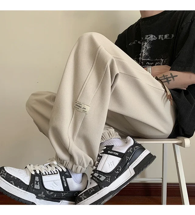 Men's Spring Autumn Waffle Casual Pants Detail