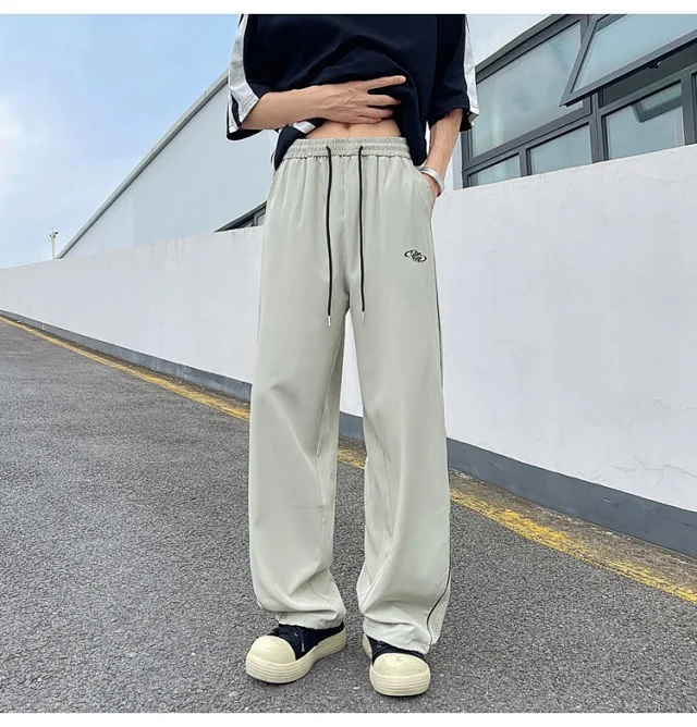 Men's Summer Laser-Punched Loose Ice Silk Trousers Detail