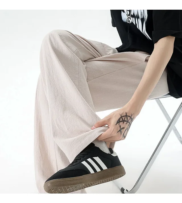 Men's Summer Linen-Cotton Loose Trousers (2m) Detail