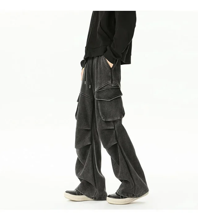 190 Tall Men's Long Loose Straight Sweatpants Detail