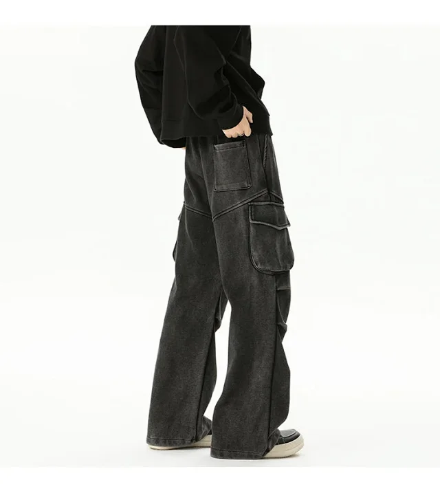 190 Tall Men's Long Loose Straight Sweatpants Detail