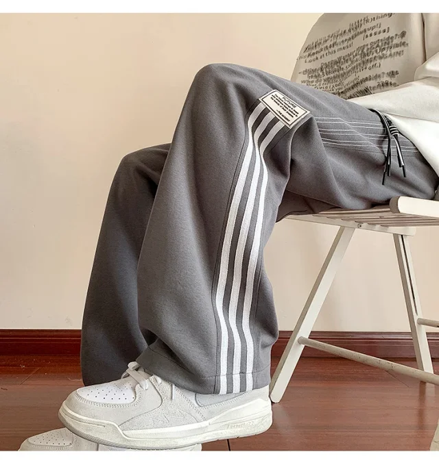 Japanese Oversize Men's Spring Retro Stripe Pants Detail