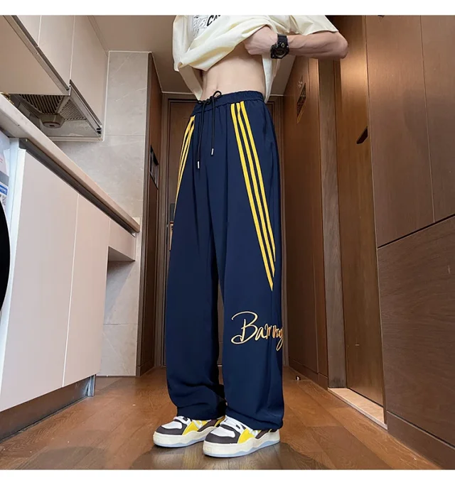 Men's Summer Ice Silk Baggy Straight Leg Trousers Detail