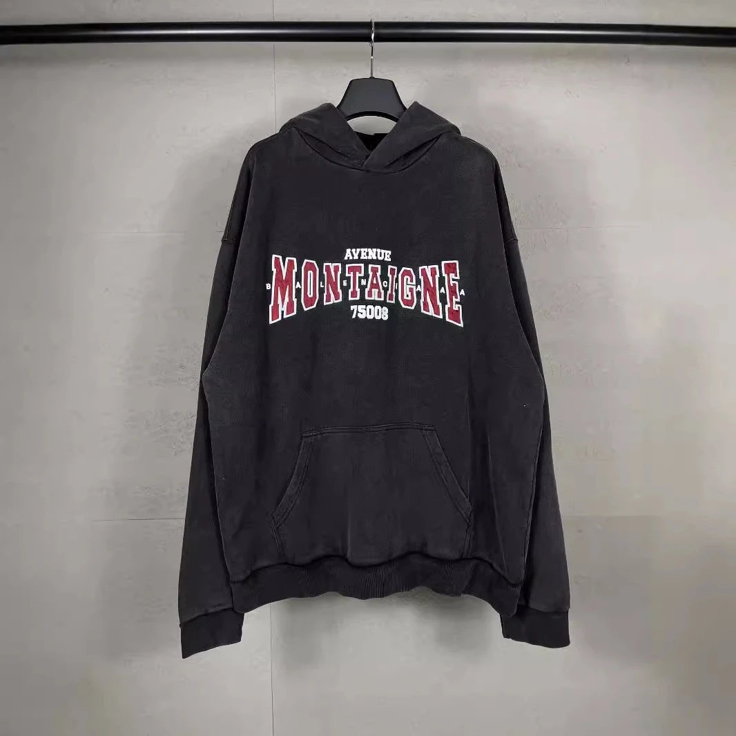 Correct Version High Quality B Home 25SS New Front Mon Art Letter Patch Embroidered Laundry Hoodie