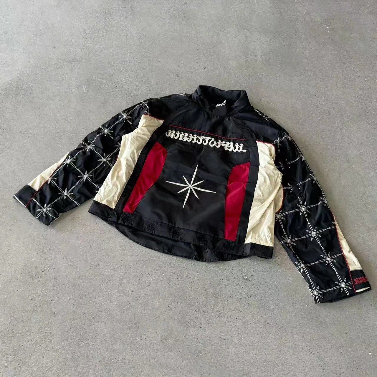 Black Red Beige Panelled Jacket