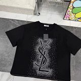 Saint Laurent Monogram Crystal-Embellished Oversized T-Shirt