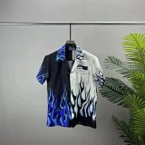 Flame Print Split-Design Short Sleeve Shirt [40 styles]