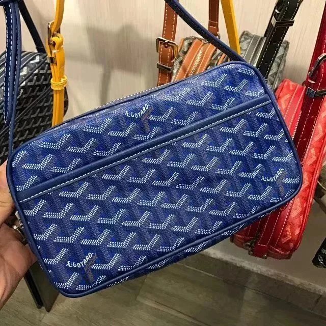 Goyard Crossbody Bags Goyardine Monogram Zip Bag — Blue