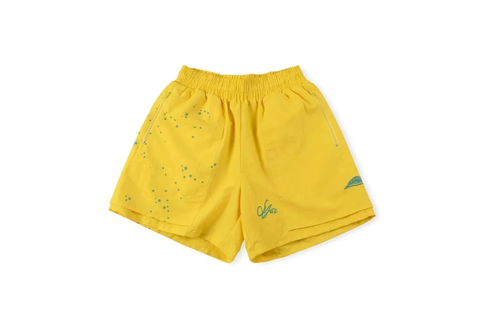 Sp5der Shorts Elastic-Waist Chenille Number Patch — 06