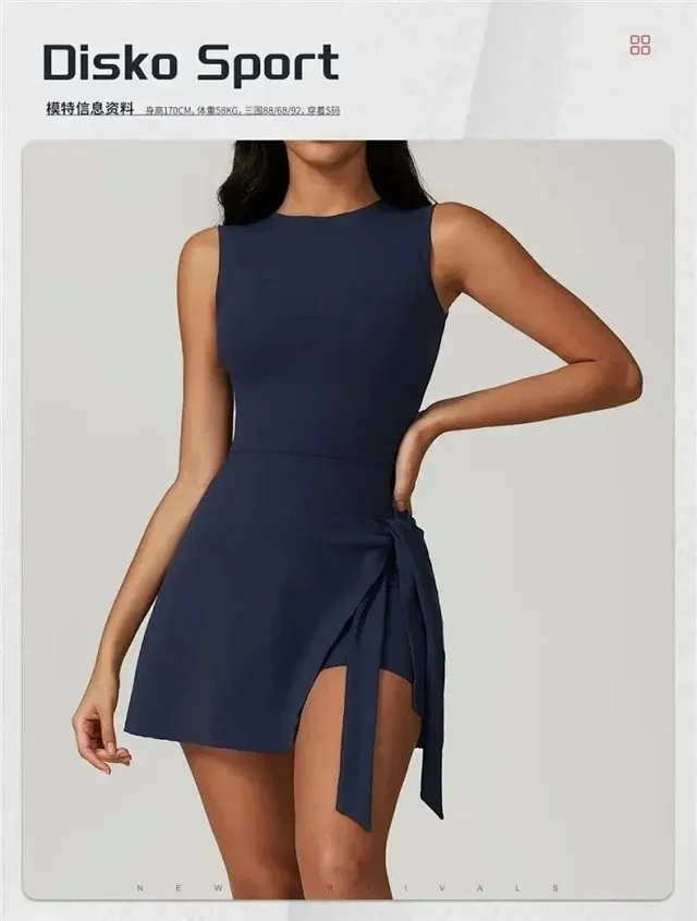 Alo Dresses Sleeveless tennis dress with tied wrap skirt product detail image 2