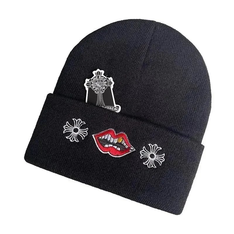 Chrome Hearts Hats Embroidered cross-motif beanie — 33