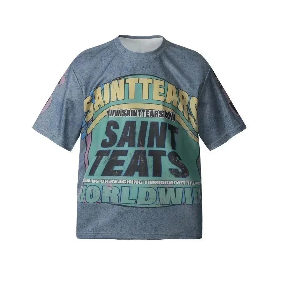 Saint Tears T-Shirts Graphic Print Short-Sleeve T-Shirt — gray 1181