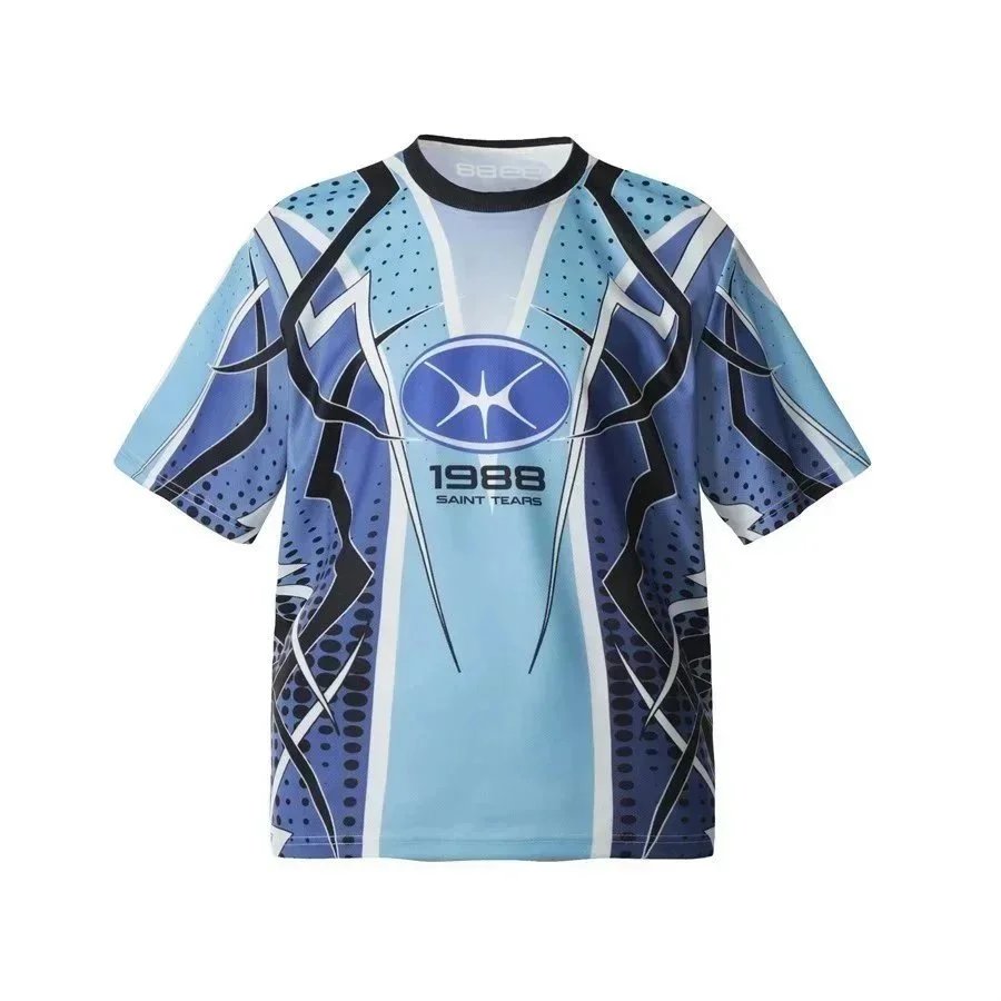 Saint Tears T-Shirts Graphic Print Short-Sleeve T-Shirt — Blue 1178