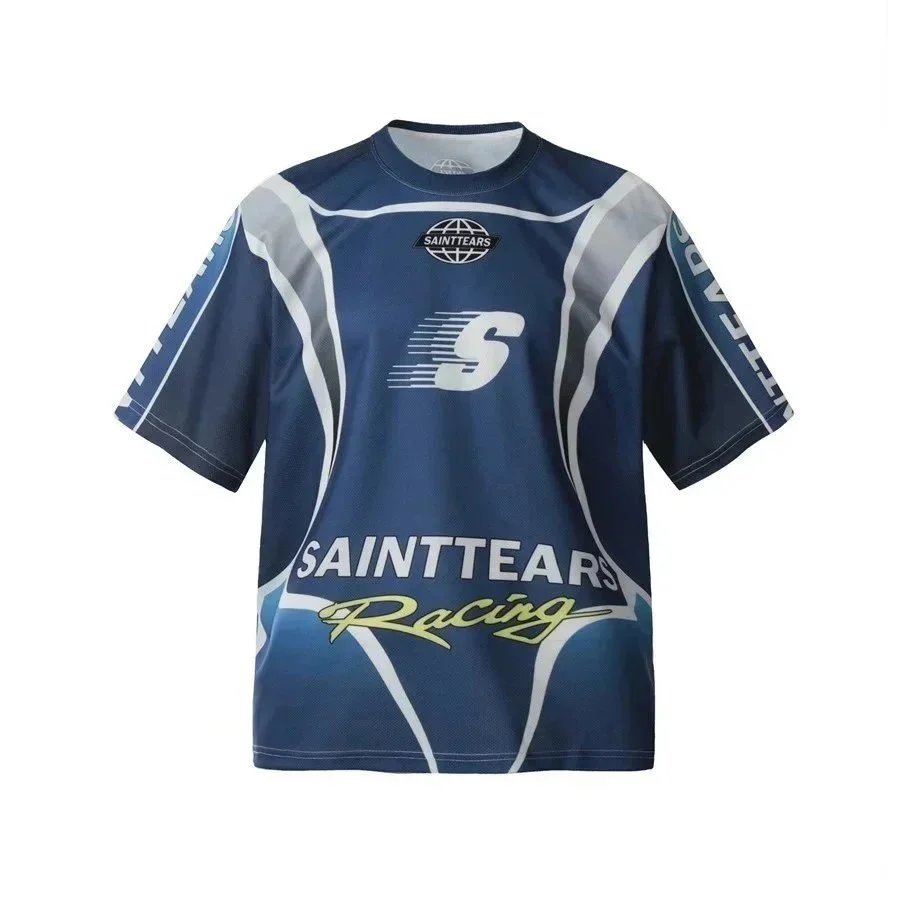 Saint Tears T-Shirts Graphic Print Short-Sleeve T-Shirt — Blue 1183