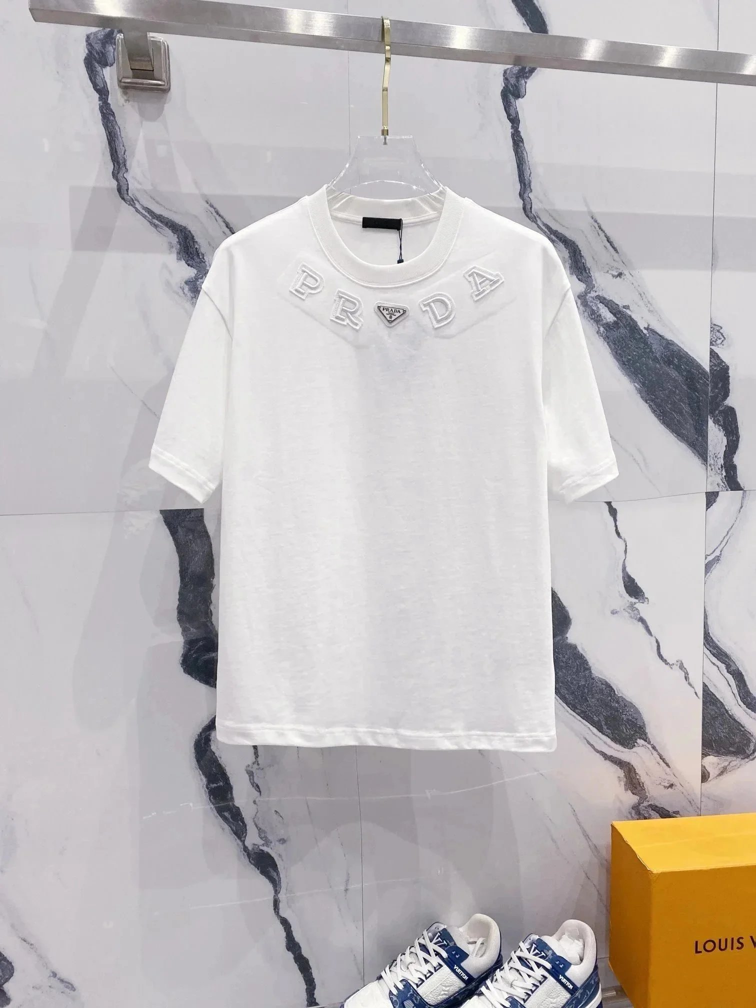 Prada T-Shirts Short-Sleeve Logo T-Shirt — 11