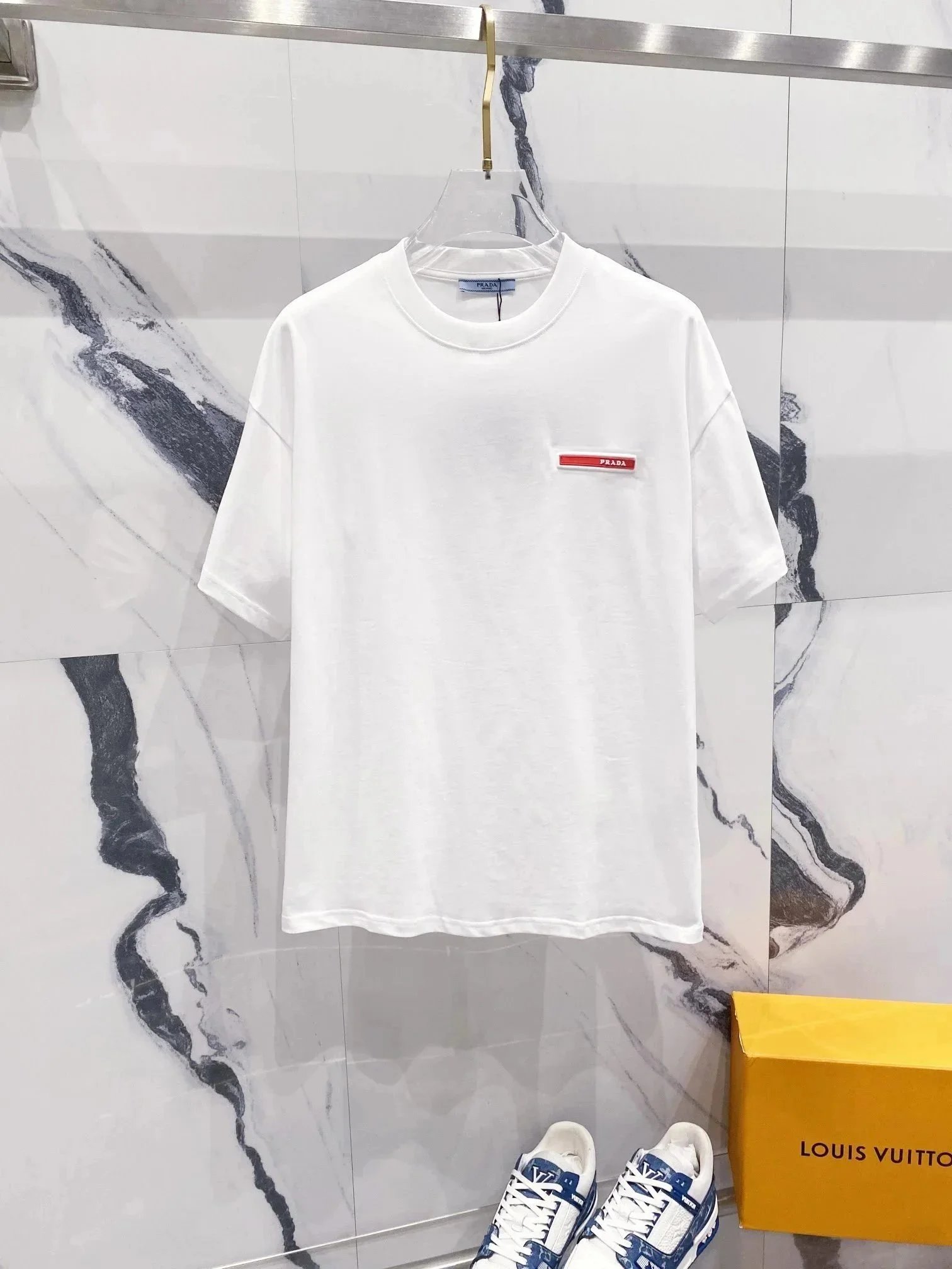 Prada T-Shirts Short-Sleeve Logo T-Shirt — 36
