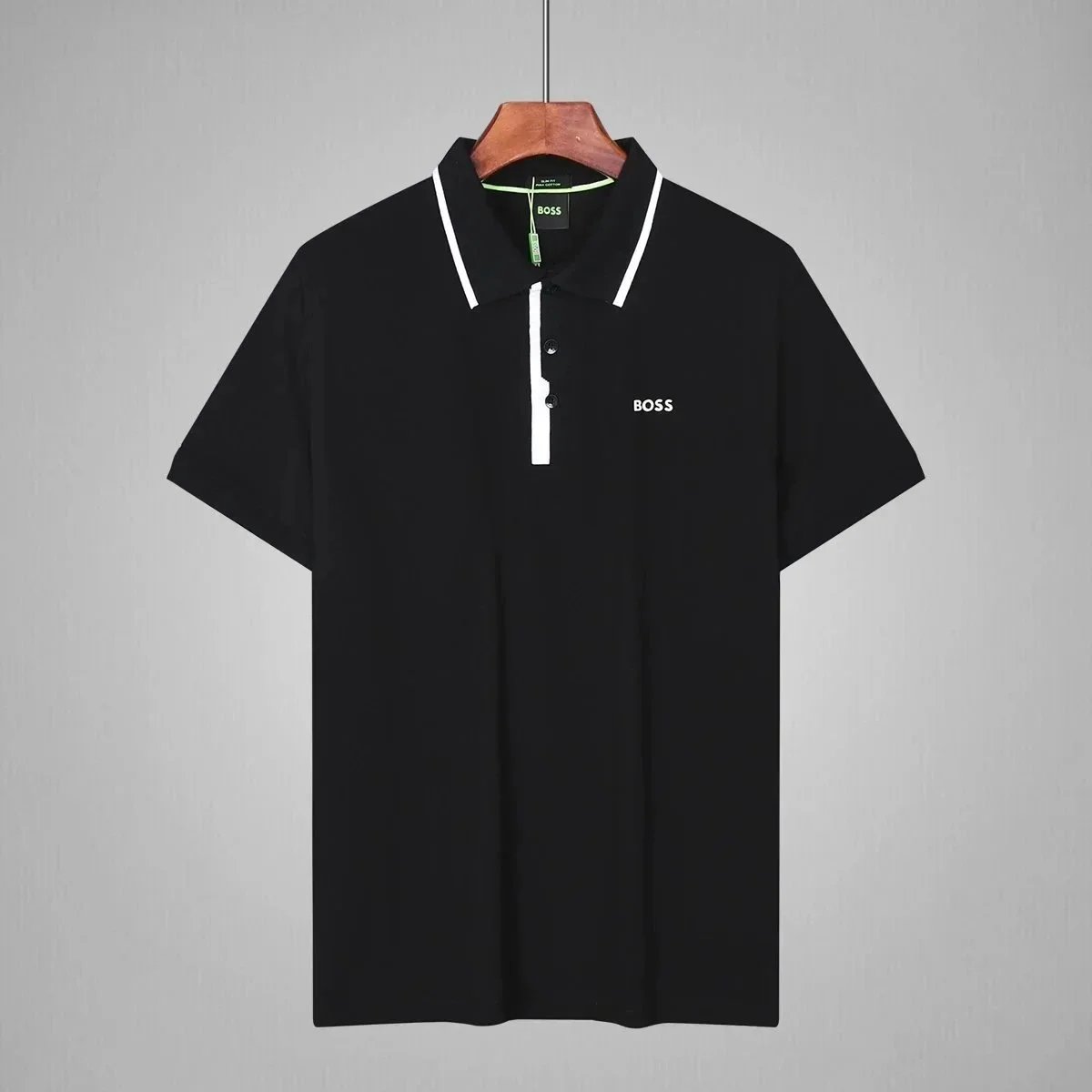 BOSS T-Shirts Short-Sleeve Polo Shirt with Contrast-Striped Collar and Placket — 5