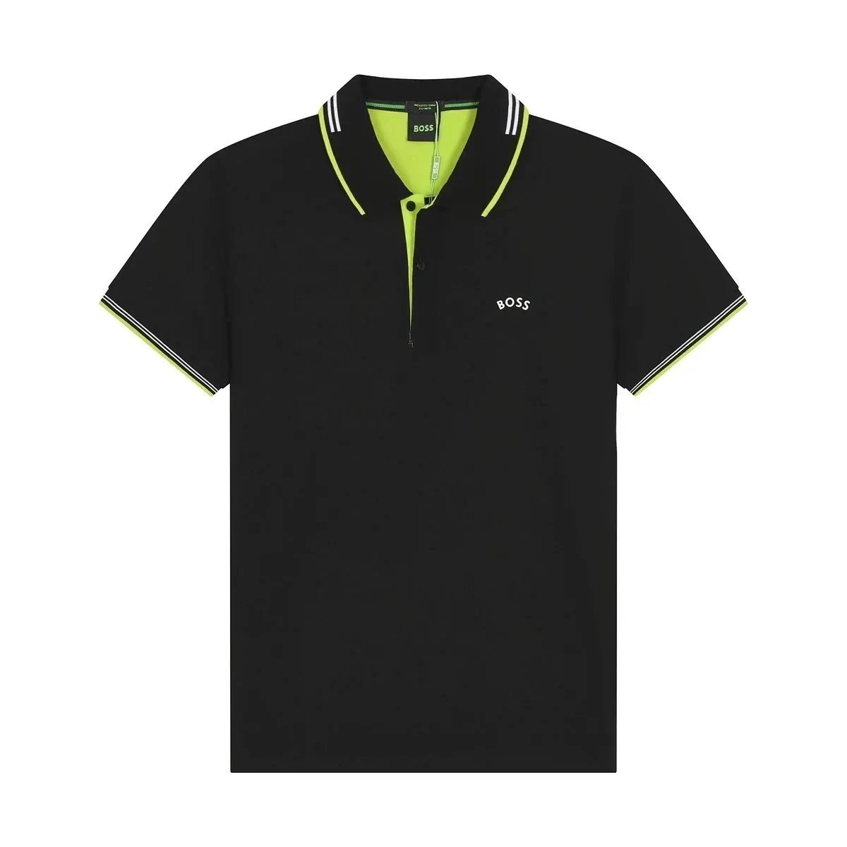 BOSS T-Shirts Short-Sleeve Polo Shirt with Contrast-Striped Collar and Placket — 28